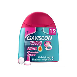 Gaviscon Double Action Mint Flavour 12 Chewable Tablets at Reavley Chemist GH