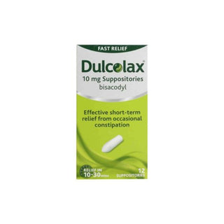 Dulcolax 10mg Bisacodyl Laxative Suppositories - 12 Count at REavley Chemist GH