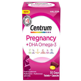 Centrum Pregnancy + DHA Omega 3 Vitamins - 30 Tablets, 30 Capsules