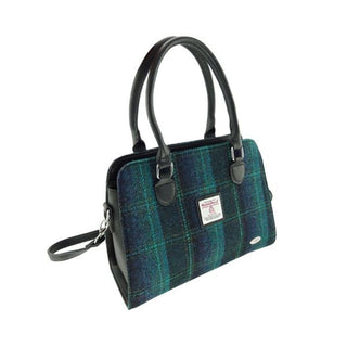 Glen Appin Harris Tweed Handbag-FINDHORN Blue with Turquoise at Reavley Chemist GH