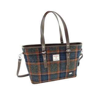 Glen Appin Harris Tweed Spey Tote Bag-Grey and Rust brown at Reavley Chemist GH